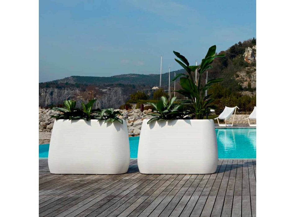 Hvid design indendørs eller udendørs vase i tre størrelser, 2 stykker - Pandora fra Myyour Viadurini