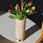 Cylindrisk vase/lysestage i satin marmor Lavet i Italien - Shoyo Viadurini