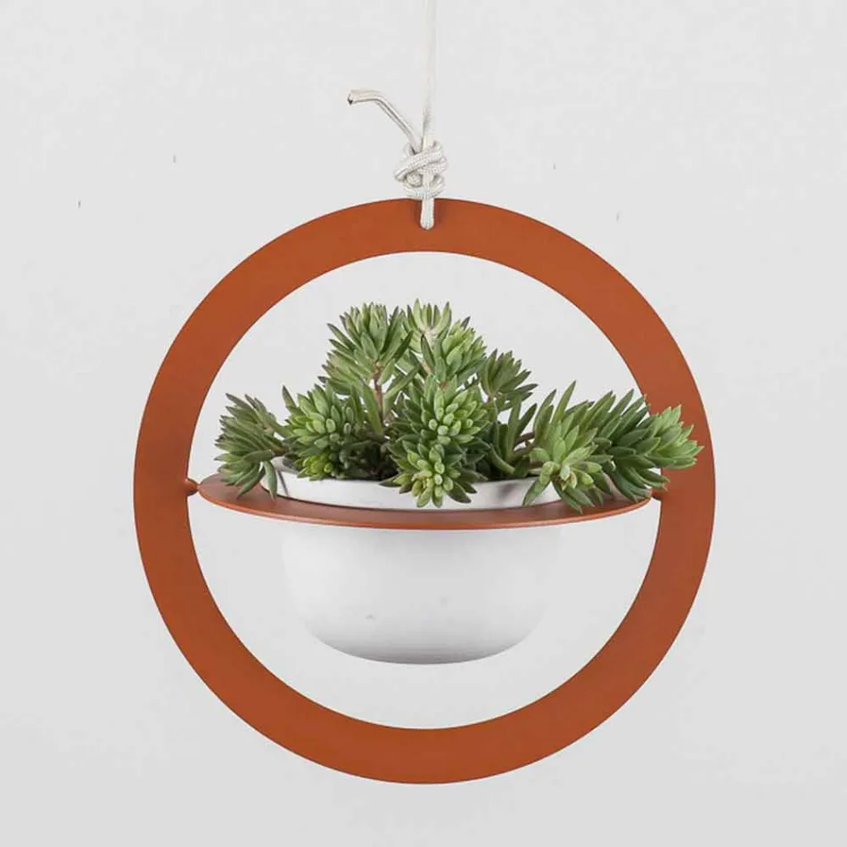 Hængende blomstervase i stål og keramik Fremstillet i Italien - Leotta Viadurini