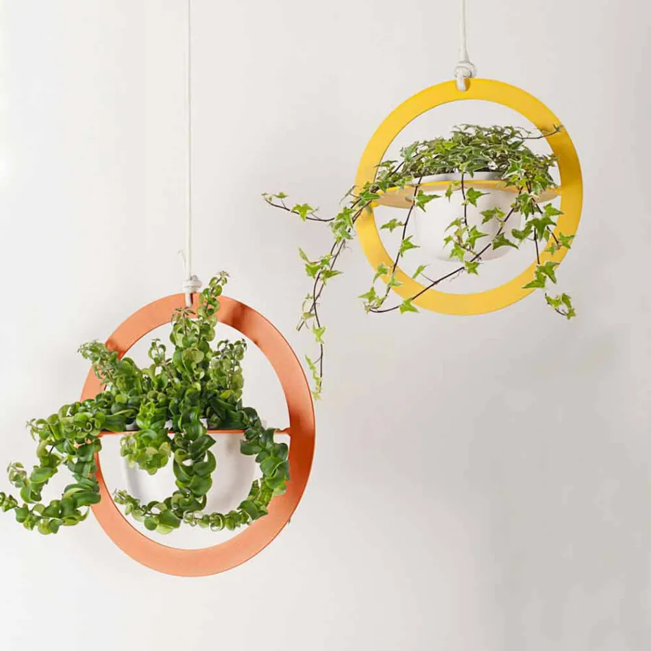 Hængende blomstervase i stål og keramik Fremstillet i Italien - Leotta Viadurini