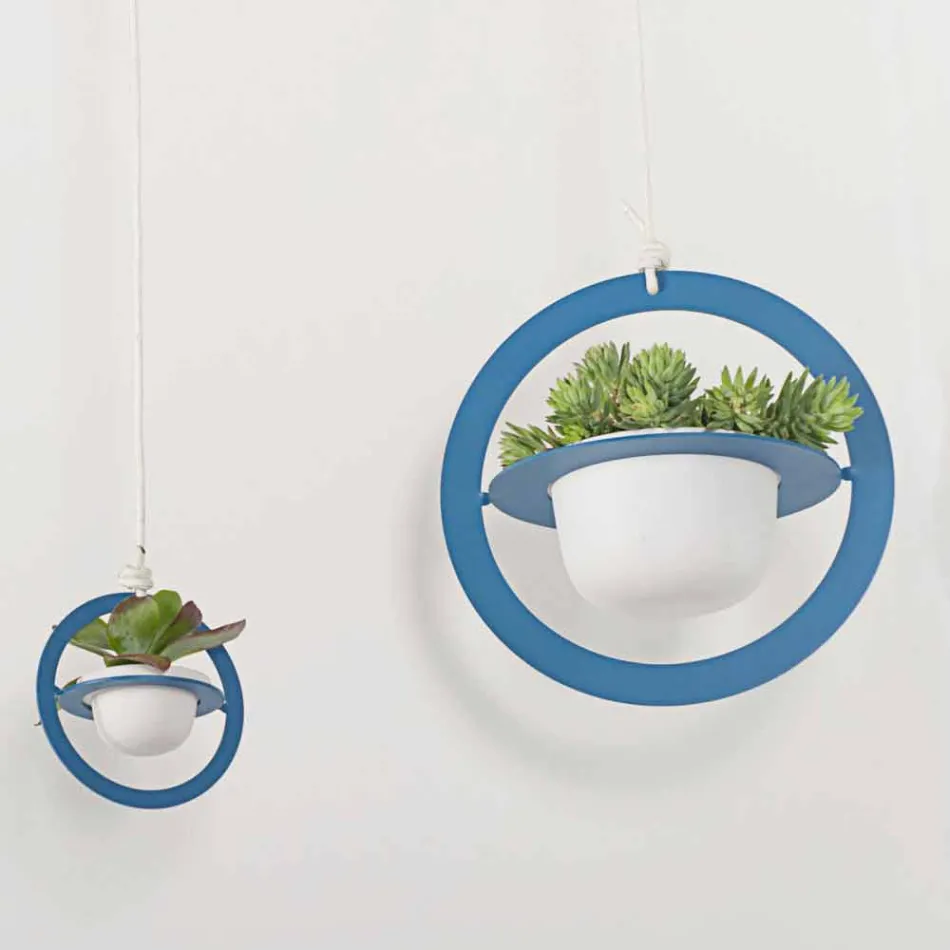 Hængende blomstervase i stål og keramik Fremstillet i Italien - Leotta Viadurini