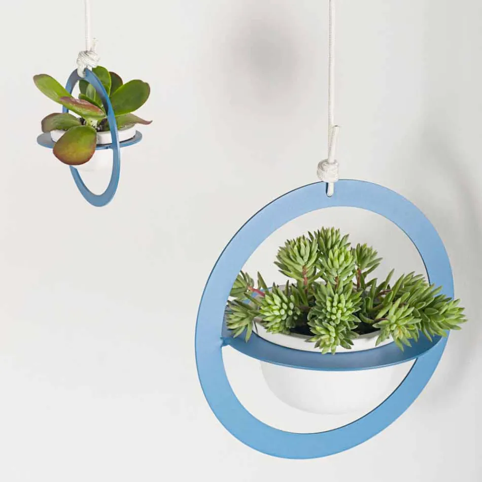 Hængende blomstervase i stål og keramik Fremstillet i Italien - Leotta Viadurini