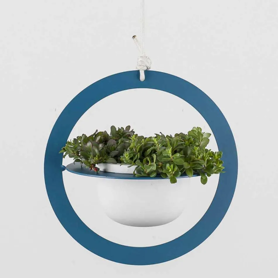 Hængende blomstervase i stål og keramik Fremstillet i Italien - Leotta Viadurini