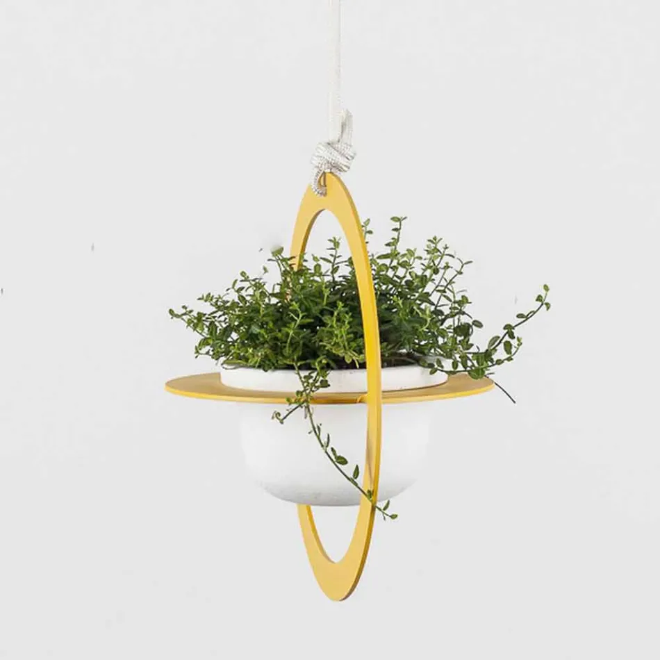 Hængende blomstervase i stål og keramik Fremstillet i Italien - Leotta Viadurini