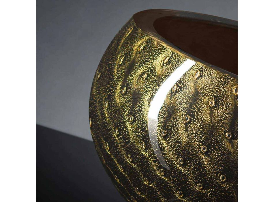 Rund indendørs vase i farvet murano-glas fremstillet i Italien - Asper Viadurini