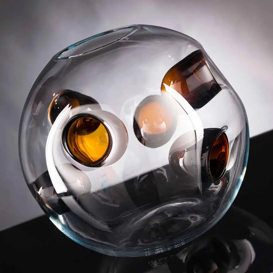 Rund indendørs vase i blæst muranoglas fremstillet i Italien - Kimo Viadurini