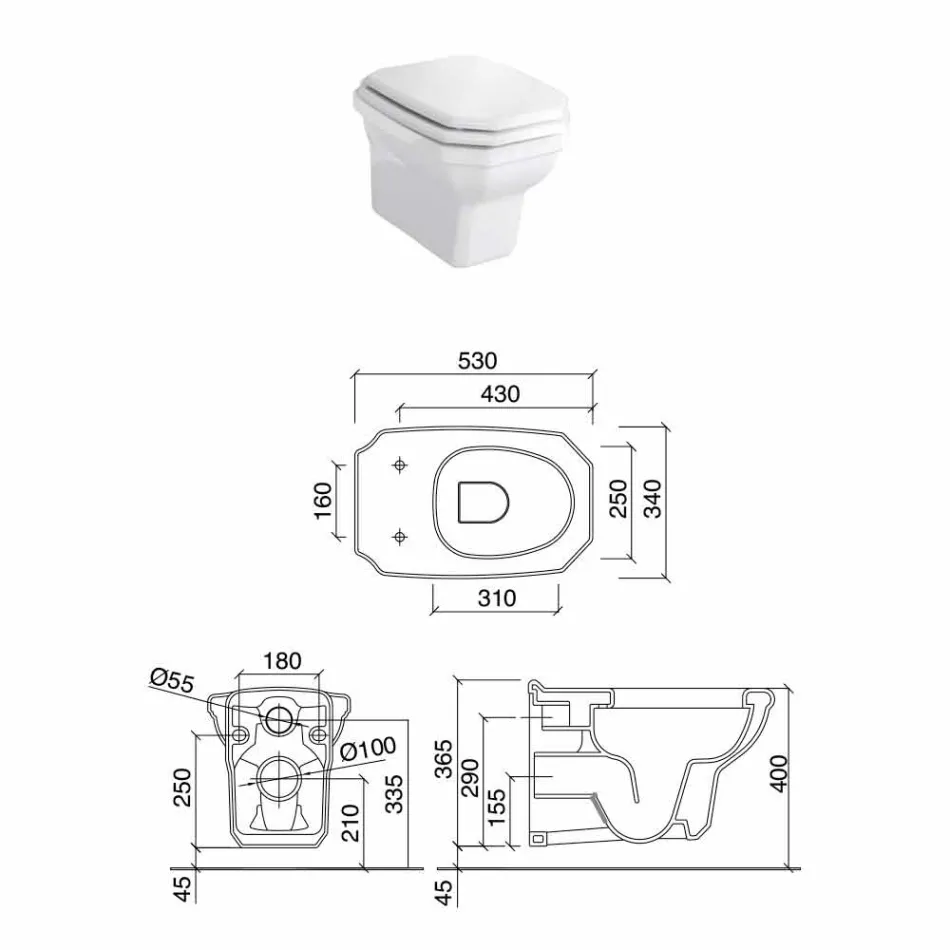Hvid keramisk hængende vase i klassisk stil, lavet i Italien - Nausica Viadurini