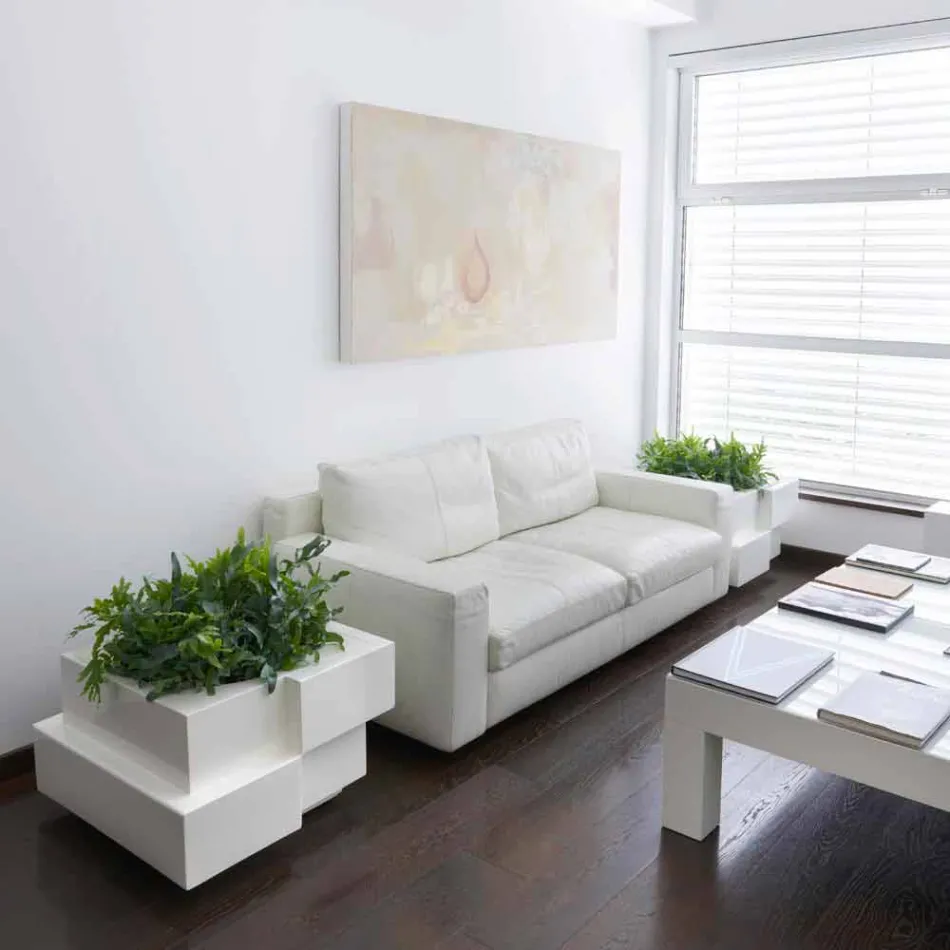 Vase på hjul sort, hvid Slide Cubic Yo uregelmæssig moderne lavet i Italien Viadurini