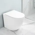 Aralia Hvid Keramik Gulvmonteret Cyklonisk Toilet med Soft-Close Sæde Viadurini