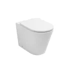 Gulvmonteret toilet med slankt soft-close sæde i hvid keramik - Salice Viadurini