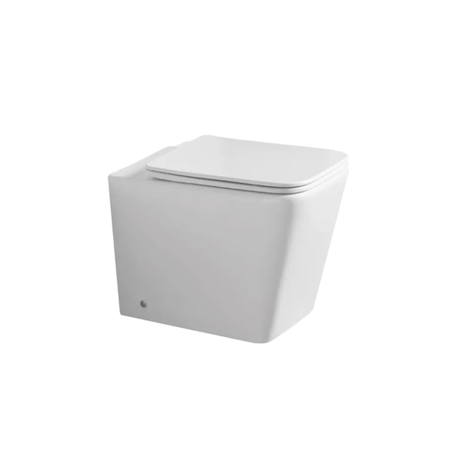 Gulvmonteret toilet med soft-close keramisk sæde og moderne design - Giunco Viadurini