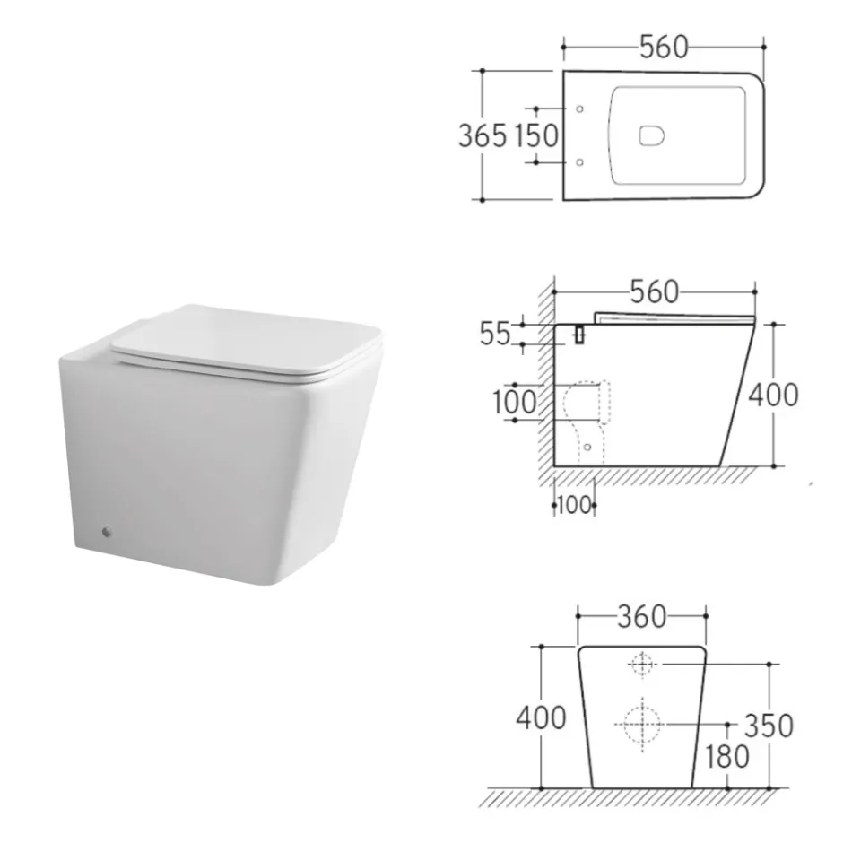 Gulvmonteret toilet med soft-close keramisk sæde og moderne design - Giunco Viadurini