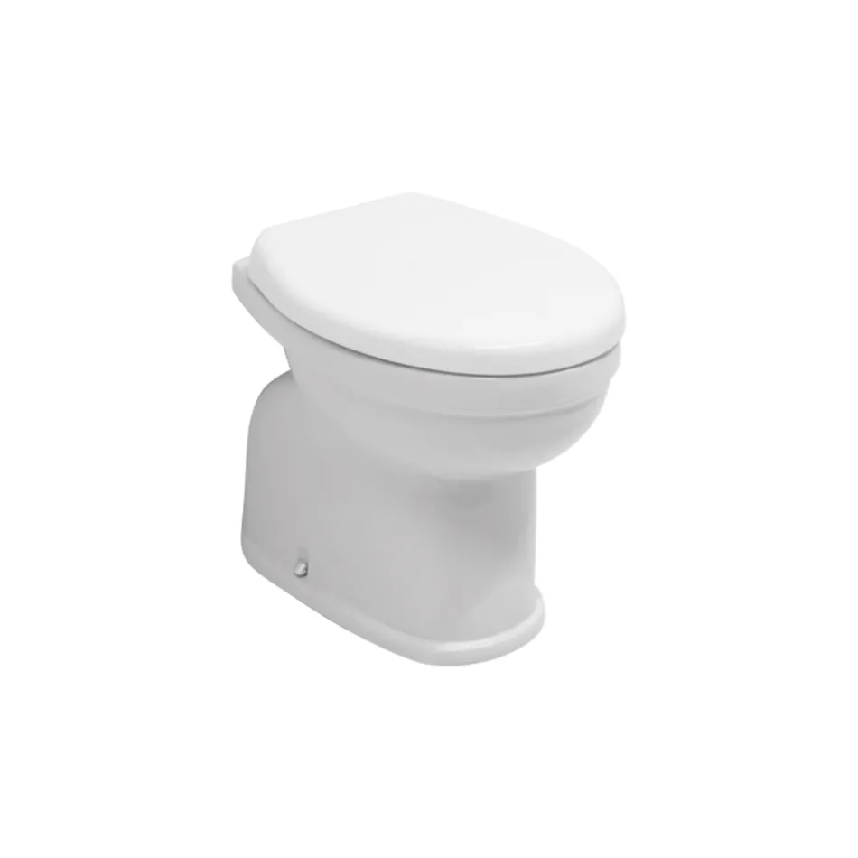 Moderne hvidt keramisk gulvstående toilet med polyestersæde - Silica Viadurini