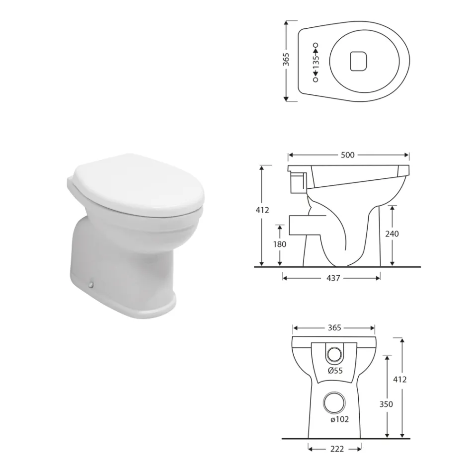 Moderne hvidt keramisk gulvstående toilet med polyestersæde - Silica Viadurini