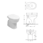 Gulvmonteret keramisk toilet med polyestersæde og moderne design - Silica Viadurini