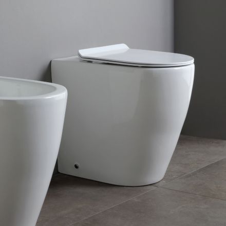Oleander Keramik Toilet med Udtræksskyl og Soft-Close Sæde Viadurini