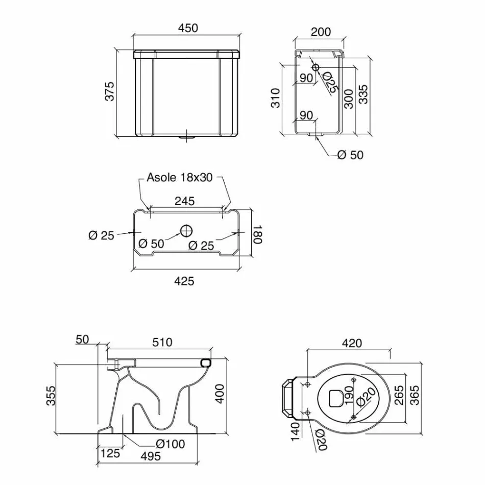 Keramisk gulvvase med kassette fremstillet i Italien - Marwa Viadurini