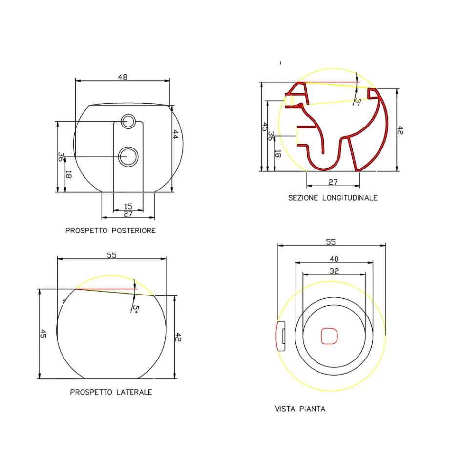 Design sfærisk toiletvase i keramik Fremstillet i Italien, Fanna Viadurini