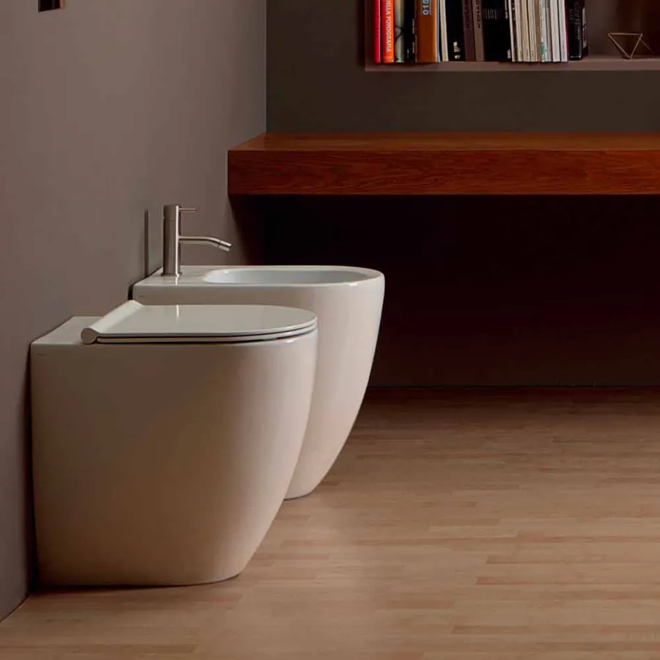 Vase toilet i hvid keramik moderne design Shine Square H50 Uindfattet Viadurini