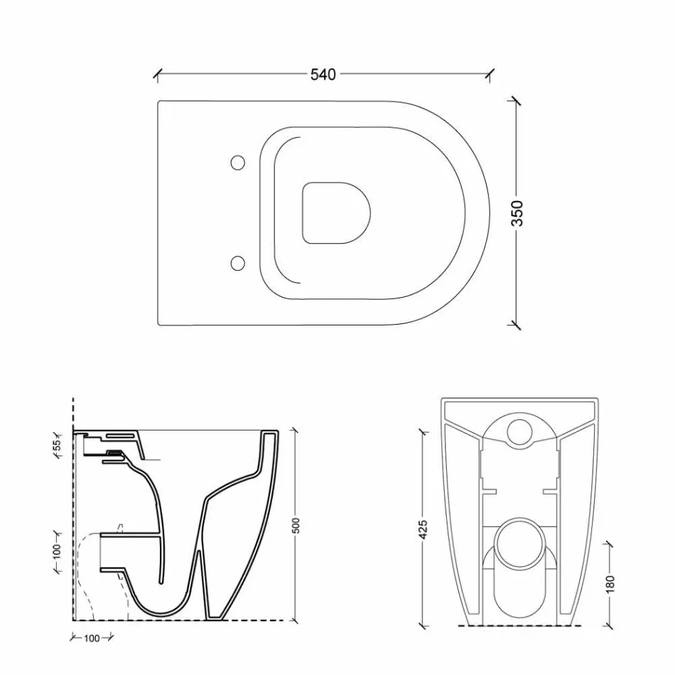 Vase toilet i hvid keramik moderne design Shine Square H50 Uindfattet Viadurini
