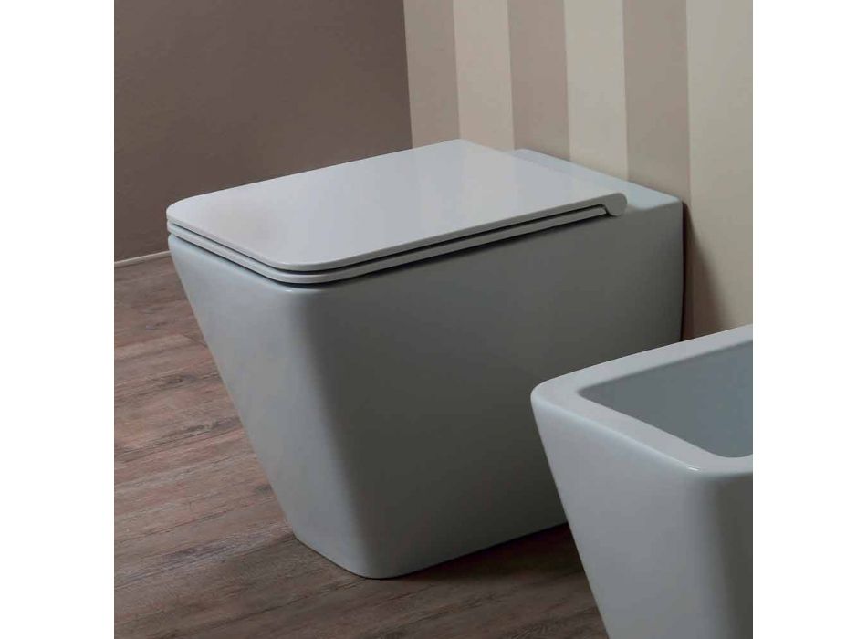 Vase toilet i hvid keramik moderne design Sol Kvadrat, fremstillet i Italien Viadurini