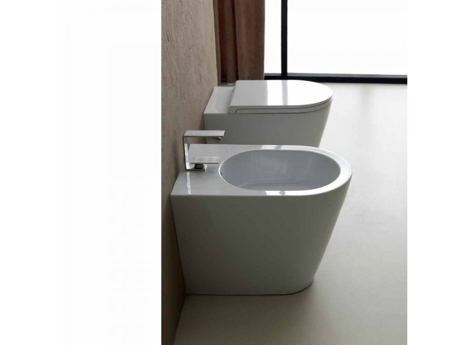 Vase toilet i moderne hvid keramik Sun Runde 57x37 cm Made in Italy Viadurini