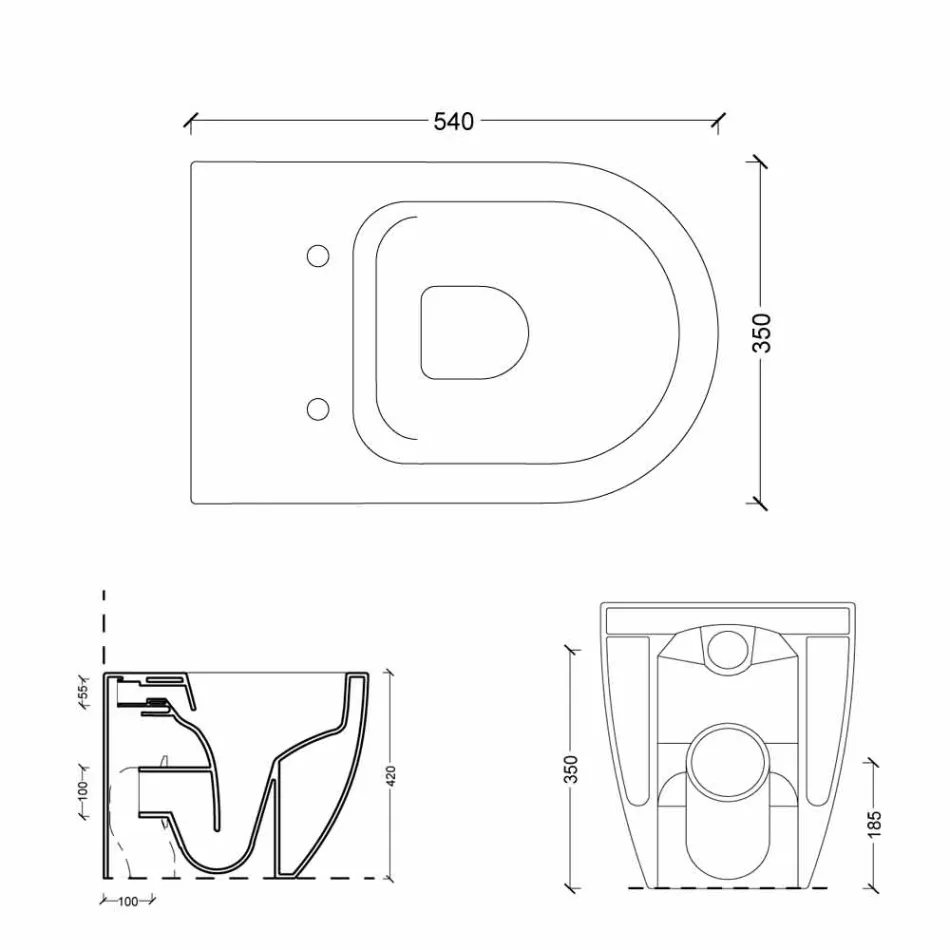 Vase moderne toilet hvid keramik Shine Square Uindfattet Made in Italy Viadurini