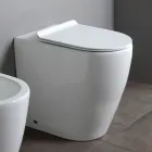 Toilet uden kant med blødt lukkende termohærdende keramisk sæde - Oleander Viadurini