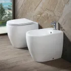 Aster tofarvet mat keramisk toilet uden kant med soft-close sæde   Viadurini