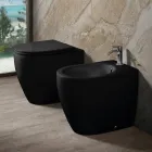 Aster tofarvet mat keramisk toilet uden kant med soft-close sæde   Viadurini