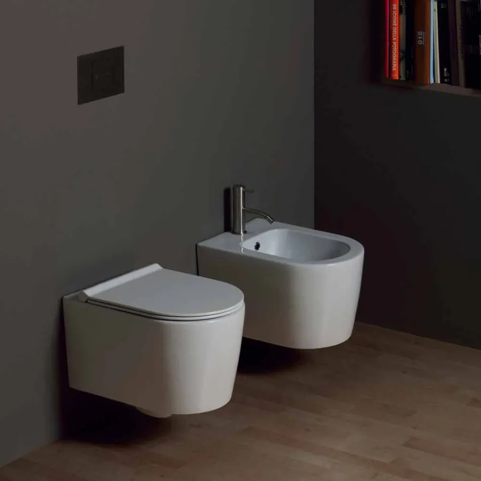 Pot hang toilet i moderne design Shine Square keramik, lavet i Italien Viadurini