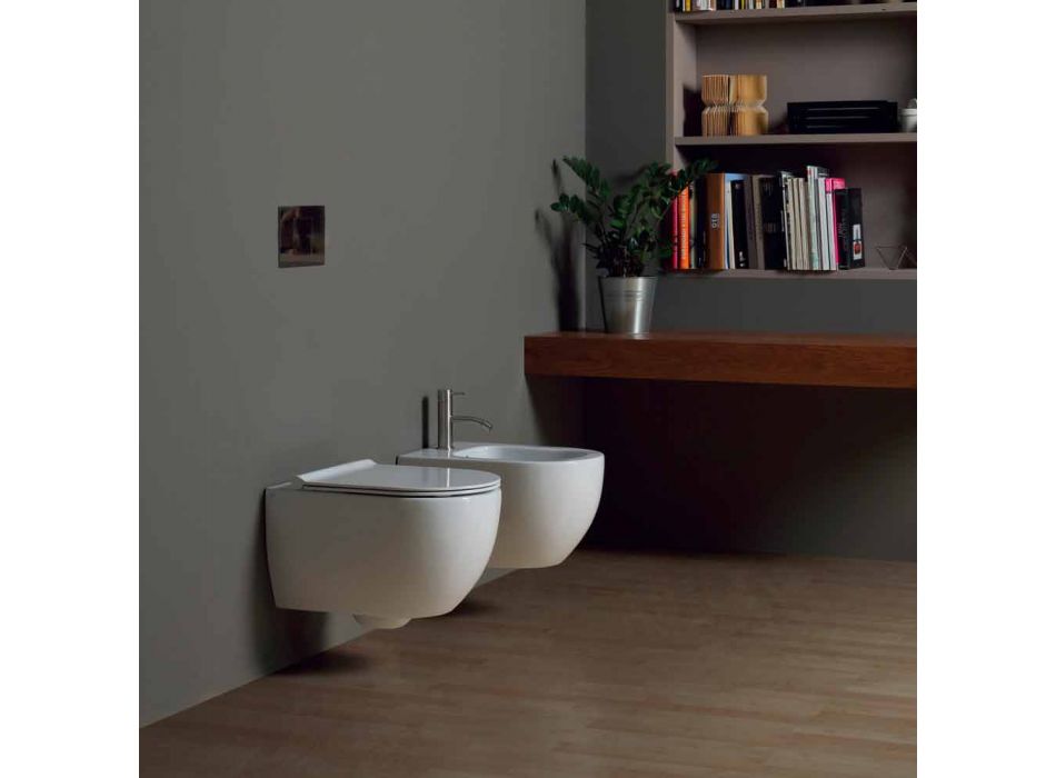 Væg hang toilet i moderne design keramisk stjerne 50x35 Made in Italy Viadurini