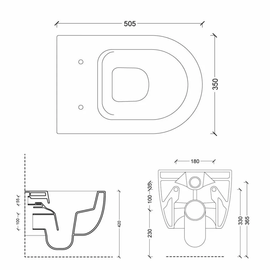 Væg hang toilet i moderne design keramisk stjerne 50x35 Made in Italy Viadurini