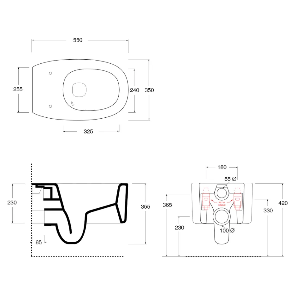 Væghængt toiletskål i keramik i forskellige farver, fremstillet i Italien - Pige Viadurini