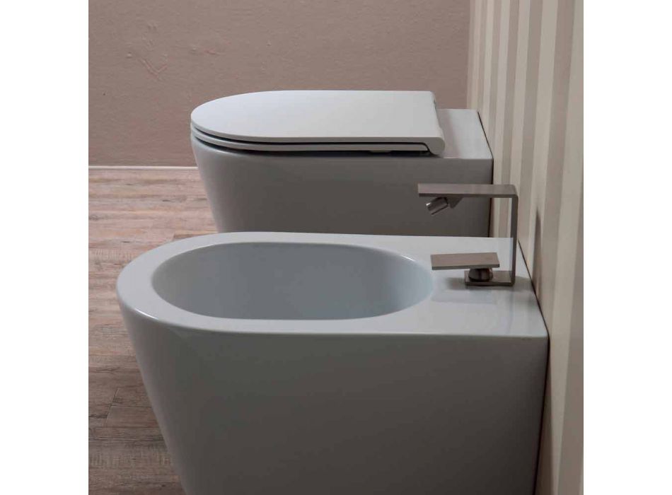 Pot hang toilet i et moderne Sun Round 57x37 cm keramik, lavet i Italien Viadurini