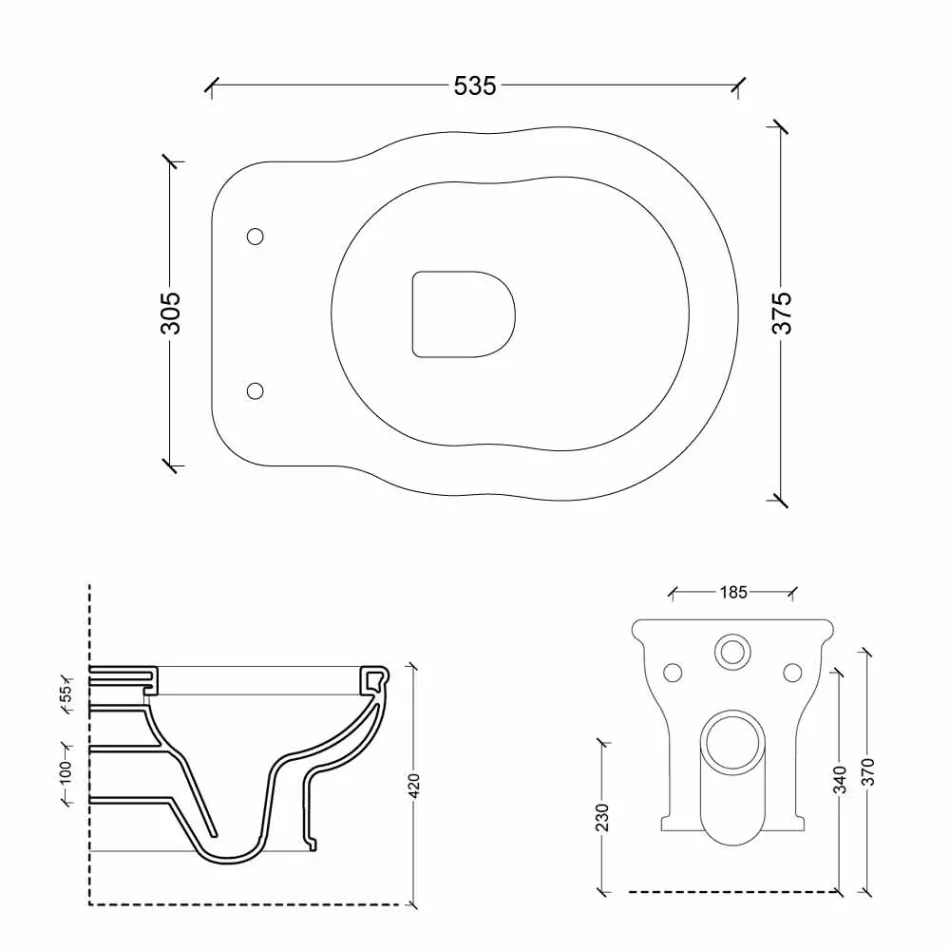 Vase moderne affjedring WC hvid keramik Style 54x36 Made in Italy Viadurini