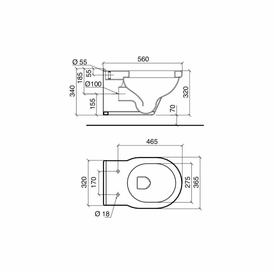 Wc Suspended Vase Classic Style i hvid keramik fremstillet i Italien - Marwa Viadurini
