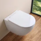 Væghængt toilet uden kant med soft-close keramisk sæde - Juniper   Viadurini
