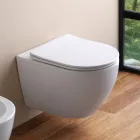 Væghængt toilet uden kant med soft-close keramisk sæde - Juniper   Viadurini