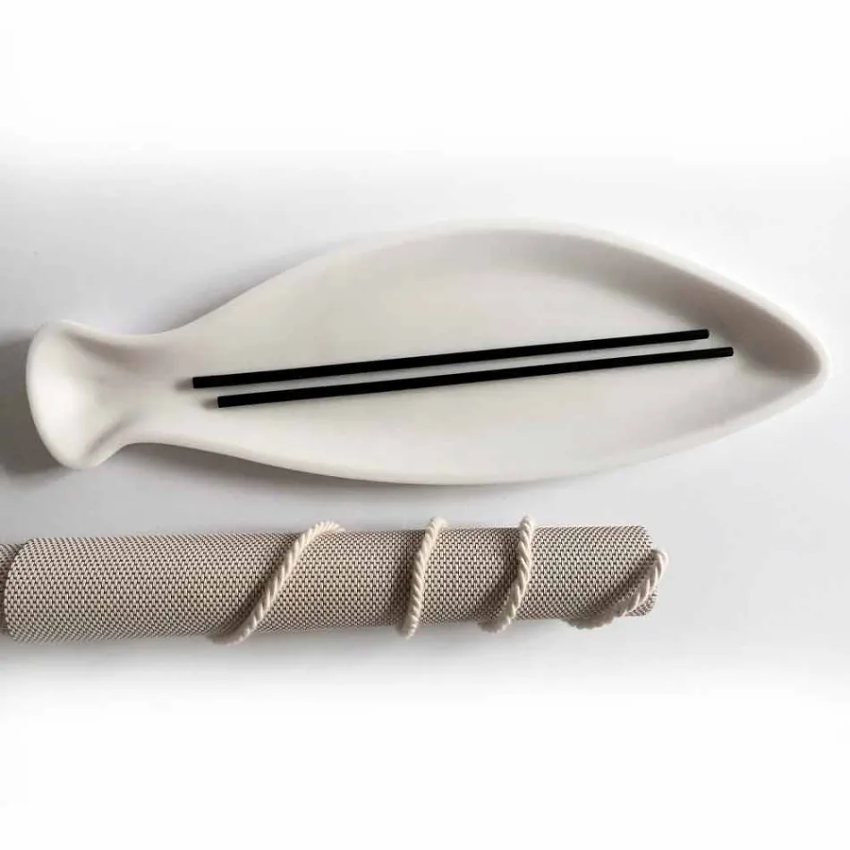 Køkkenbakke i hvid Carrara marmor Håndlavet i Italien - fisk Viadurini