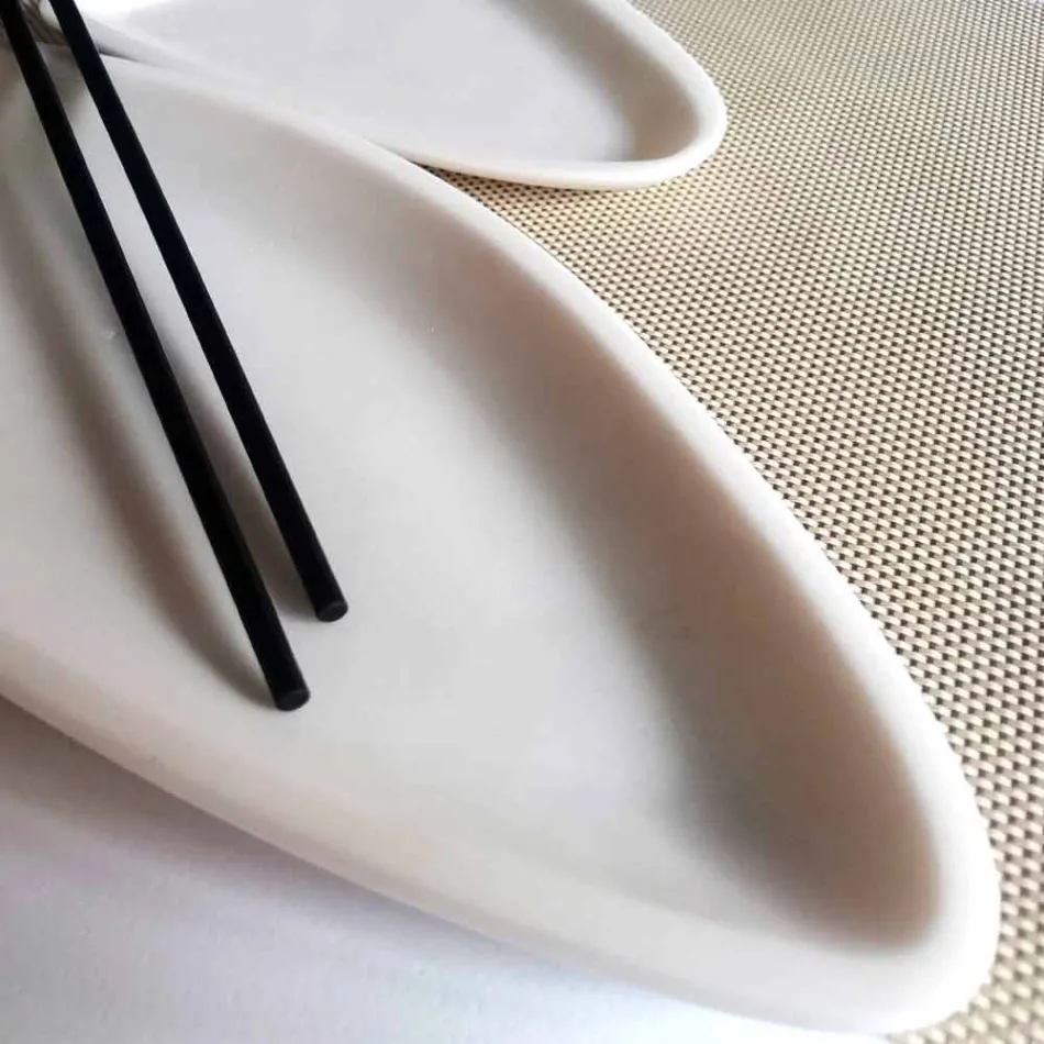 Køkkenbakke i hvid Carrara marmor Håndlavet i Italien - fisk Viadurini