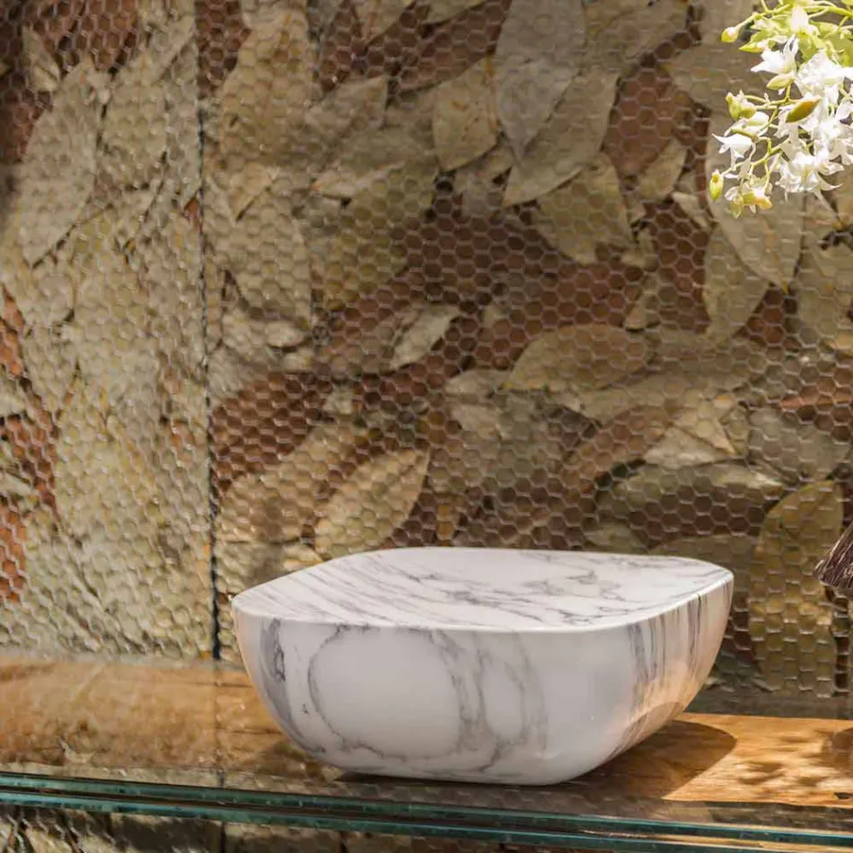 Designbakke i Arabescato Hvid Carrara Marmor Fremstillet i Italien - Rock Viadurini
