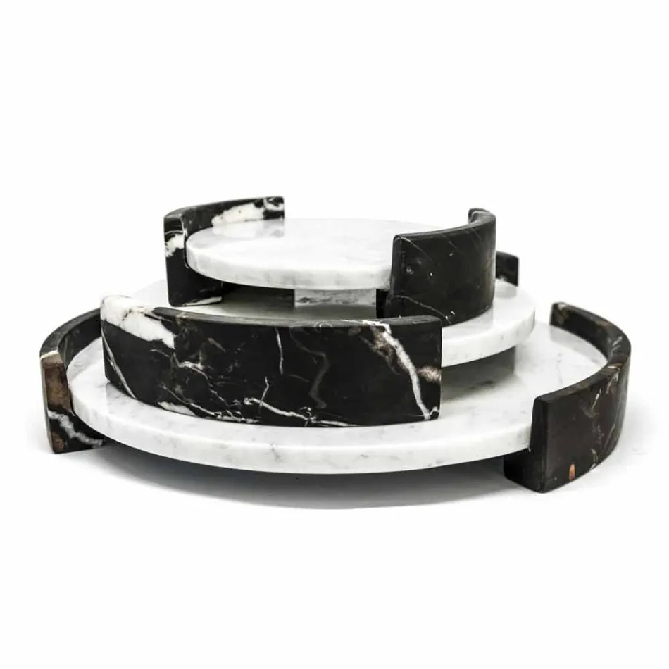 Moderne rund bakke i hvid Carrara-marmor fremstillet i Italien - Chet Viadurini