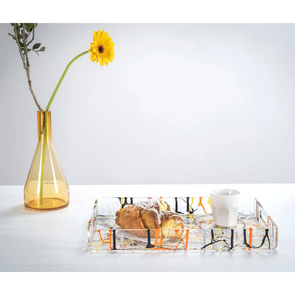 Flerfarvet bakke i plexiglas i 2 størrelser Made in Italy - Multicolor Viadurini