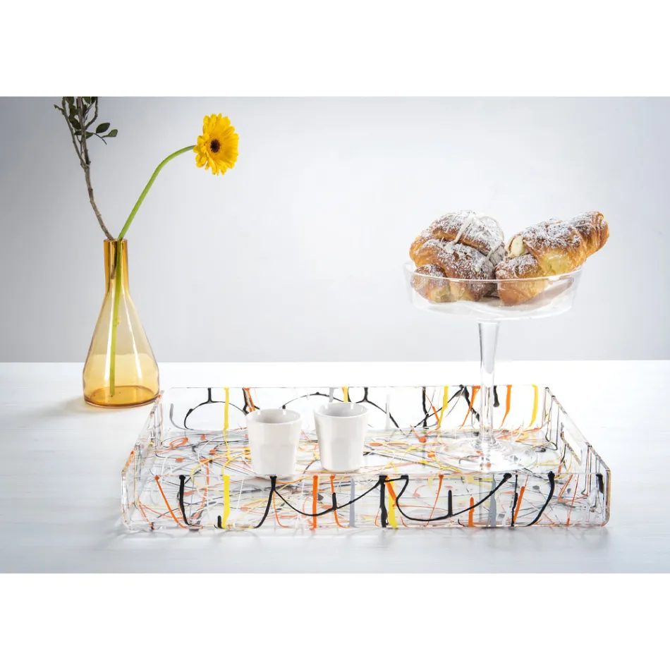 Flerfarvet bakke i plexiglas i 2 størrelser Made in Italy - Multicolor Viadurini