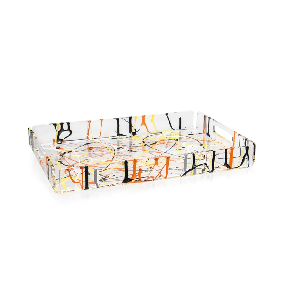 Flerfarvet bakke i plexiglas i 2 størrelser Made in Italy - Multicolor Viadurini