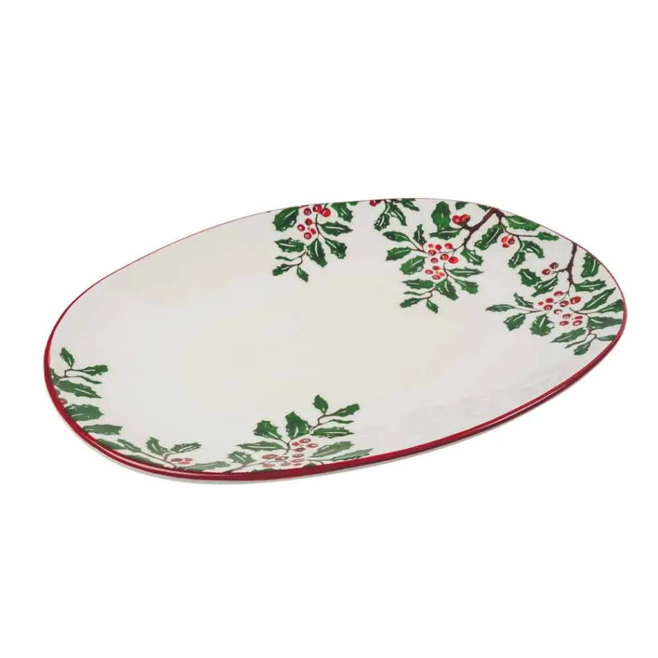 Julebakke Oval porcelæn serveringsplade 2 stykker - slagterkost Viadurini