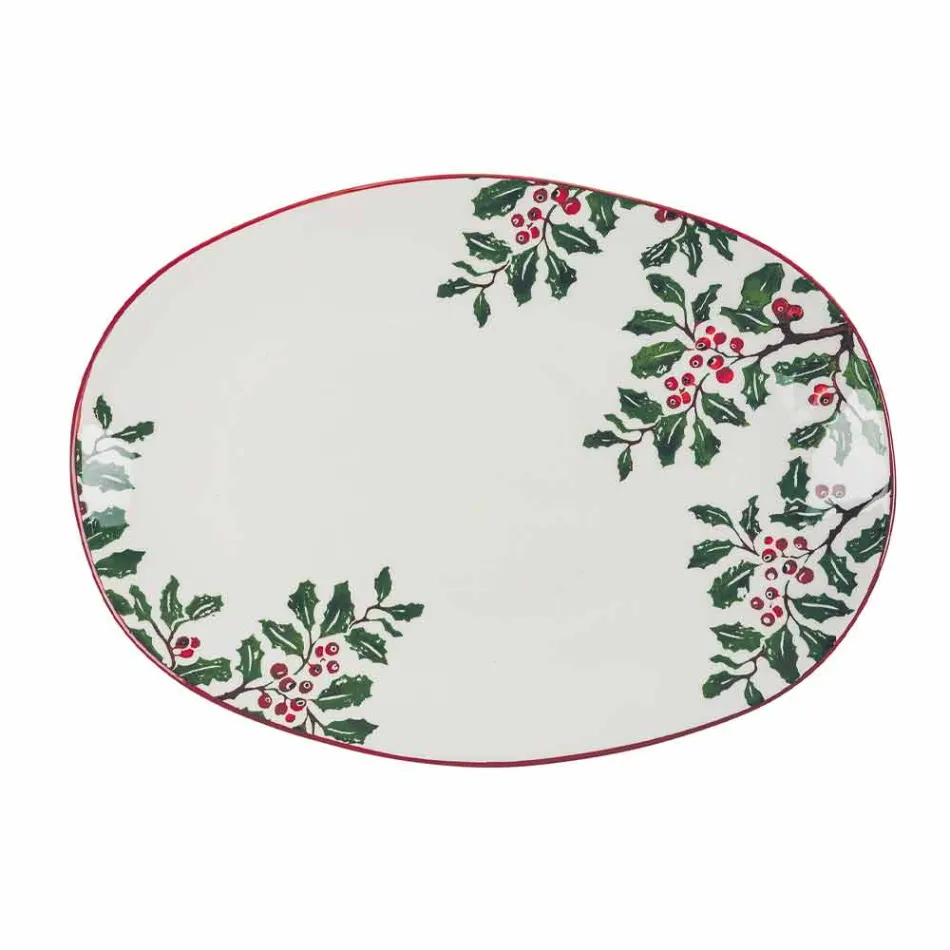 Julebakke Oval porcelæn serveringsplade 2 stykker - slagterkost Viadurini
