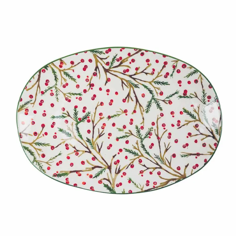 Julebakke Oval porcelæn serveringsplade 2 stykker - slagterkost Viadurini