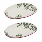 Julebakke Oval porcelæn serveringsplade 2 stykker - slagterkost Viadurini